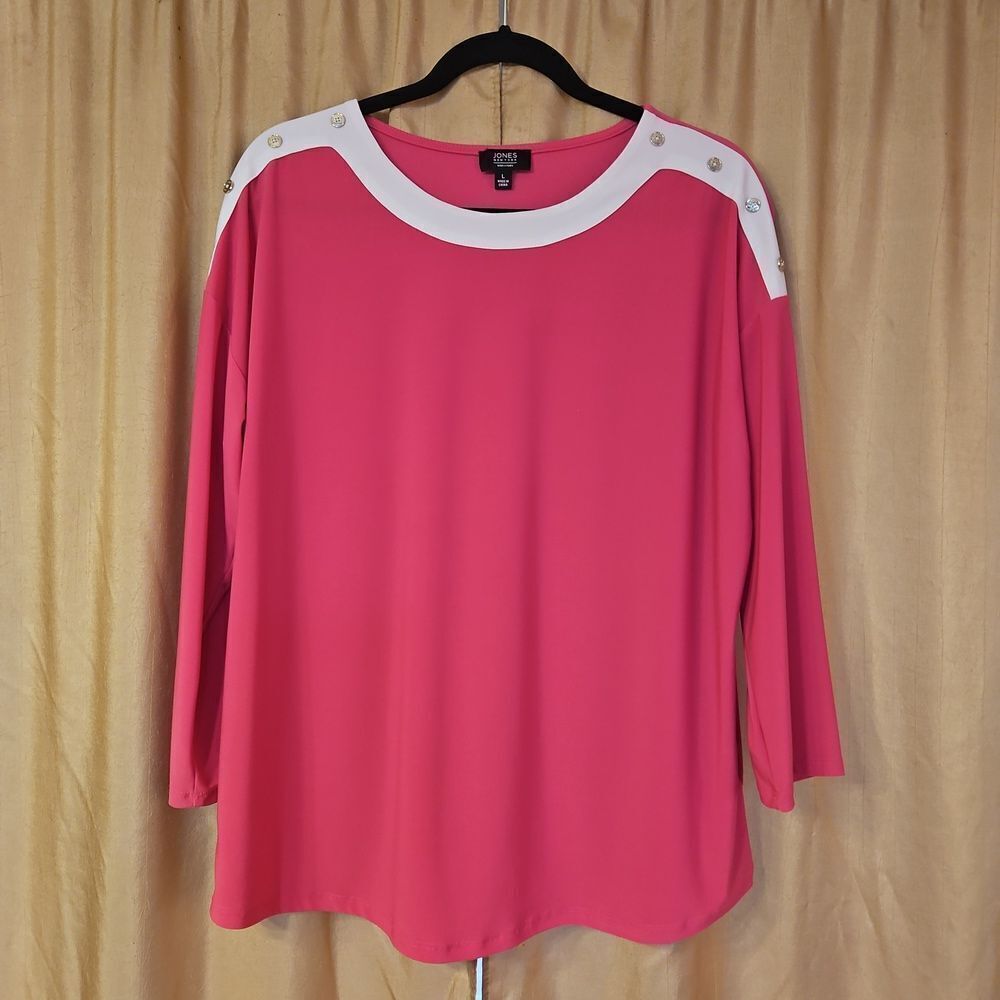 Jones NY Signature Women's Pink Long Sleeve Top